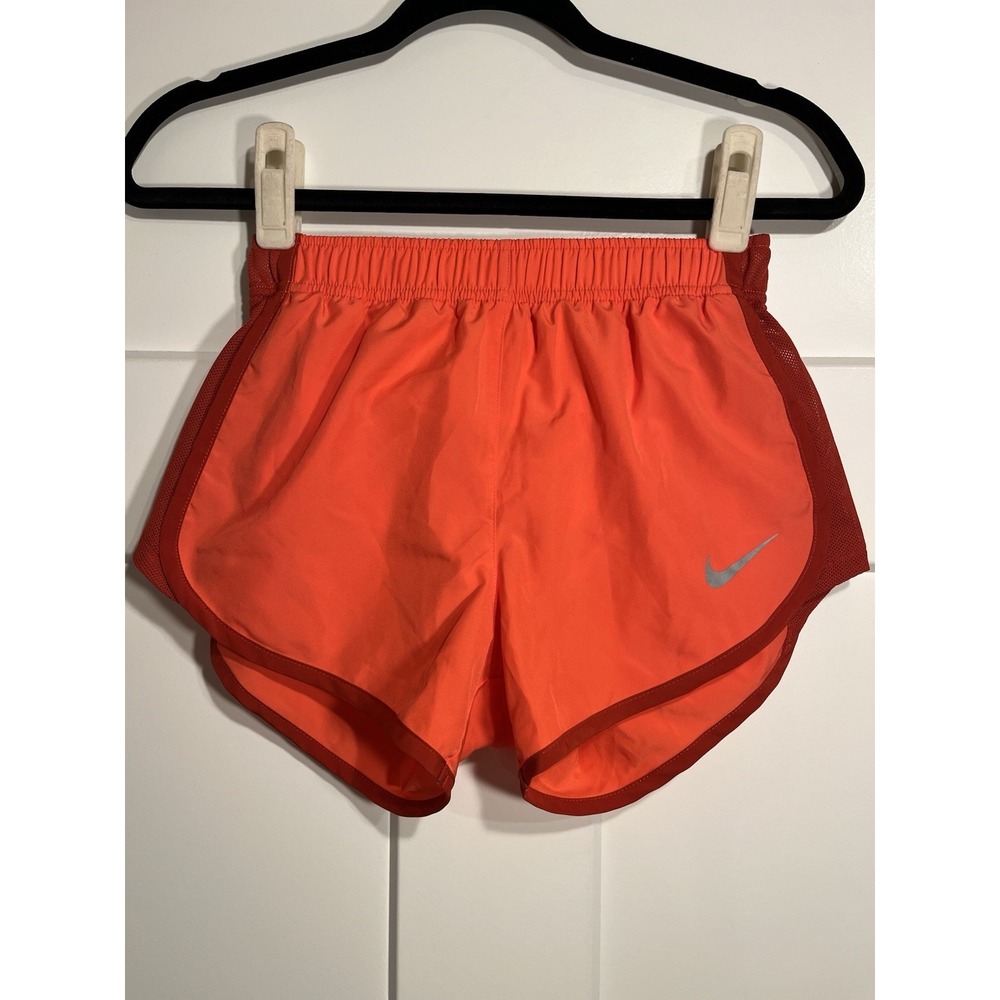 Nike Tempo Dri-FIT Running Shorts Womens XS Orange Red Mesh Brief Lined